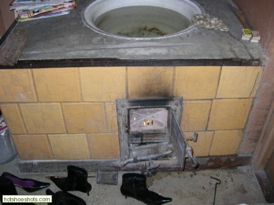 A stove that has eaten a lot of women's shoes.