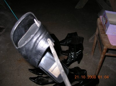 My friend's leather flip-flops were unexpectedly called to the stove to fire!